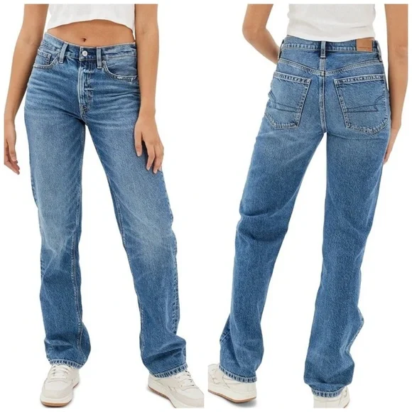 American Eagle Low Rise Baggy Straight Jeans - Picture 1 of 7